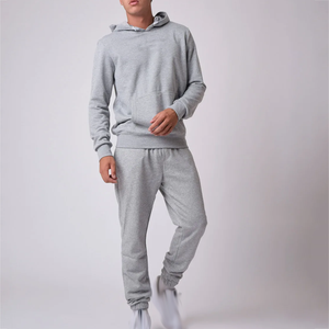 ชุดออกกำลังกายมีฮู้ดสองชิ้นของผู้ชายเสื้อแจ็คเก็ตมีปกเสื้อใส่วิ่งสีพื้นใส่ไปยิมใส่สบายสำหรับฤดูหนาวโลโก้ออกแบบได้ตามต้องการ - Product Image 5