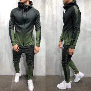 Conjunto de chándal de gimnasio ajustado para hombre, 2 uds., Sudadera con capucha de cuello alto, parte inferior de cintura alta, bolsillos con cremallera a prueba de viento, Invierno gradual - Product Image 5