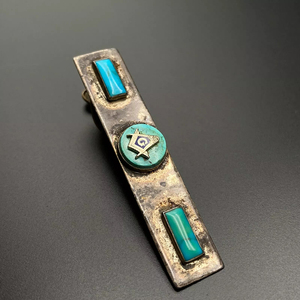 Cravate à clipser personnalisée pour hommes Boutons de manchette en métal blanc argenté Boutons de manchette fins maçonniques et pinces à cravate ronpex de qualité supérieure - Product Image 3