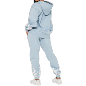 OEM Custom Heavyweight Cotton <b>Jogger</b> Baggy Tracksuit Oversized Zip Puff Print Sweatsuit Hoodie Sweatpants <b>Set</b> Women <b>Plus</b> <b>Size</b> - Product Image 4