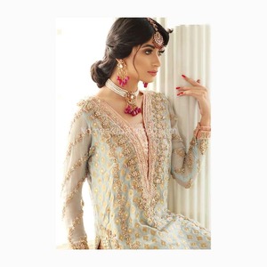 Vestido de fiesta de invierno para mujer estilo Salwar kameez para mujer gasa bordada de alta calidad - Product Image 4