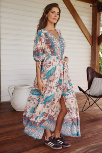 High Quality Vintage Boho Print Custom Boho <b>Beach</b> Holiday Women Summer Sleeveless Lace up Embroidery a Line Maxi <b>Dress</b> - Product Image 2