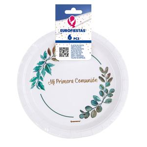 Platos para Fiesta Eurofiestas de 23 cm, Mi Primera Comunión, Artículos Elegantes para Eventos Religiosos, 6 Piezas - Product Image 1
