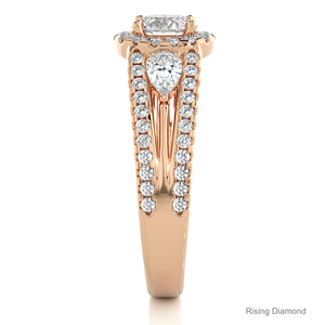 Anillo de compromiso de diamante cultivado en laboratorio de corte redondo de 0,68 quilates, anillo de diamante CVD de oro rosa de tres piedras, regalo de aniversario para ella - Product Image 4