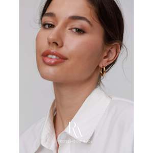 Pendientes de Aro Gruesos Chapados en Oro de 18K, Resistentes al Deslustre, Color Oro Medio, Impermeables, Finos, Colgantes, Minimalistas, Regalo para Mamá - Product Image 4