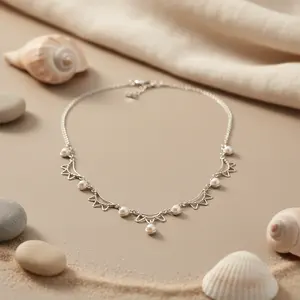 สร้อยคอมุกเงิน 925 สำหรับผู้หญิง ตัวเลือกของขวัญสุดหรู - Product Image 1