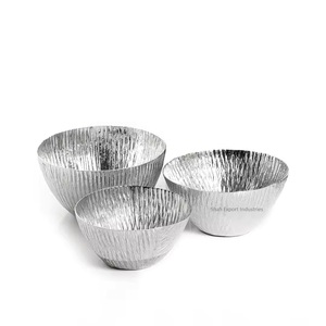 <b>Large</b> Handmade Tabletop Metal <b>Serving</b> <b>Bowl</b> With Base in Black & White Color Hotels & Wedding Dinnerware <b>Serving</b> <b>Bowl</b> - Product Image 4