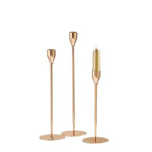 Juego de 3 portavelas de metal dorado brillante clásico para decoraciones navideñas - Product Image 1
