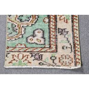 Tapis en laine turque vert et beige de 1.5x2,9 pieds, tissage plat, patchwork, décorations de salon pour adolescents, support en latex - Product Image 3