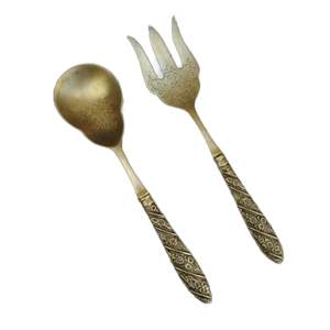 Juego de utensilios de cuchara/tenedor de Metal en tono dorado al por mayor de buena calidad para utensilios de cocina de restaurante y Hotel - Product Image 1