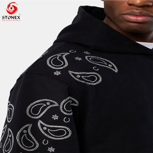 เสื้อฮู้ดผู้ชายภาพกราฟิกโอเวอร์ไซส์ผ้าฝ้ายพลอยเทียม - Product Image 3