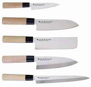 Oval wooden handle with black bolster Japanese style high quality cooking knives Logo customization acceptable