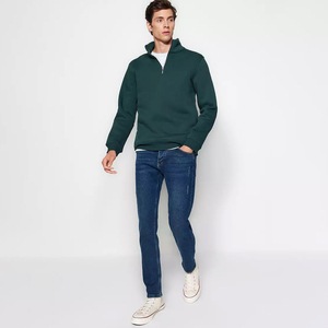 เสื้อสเวตเตอร์แบบมีซิปของผู้ชายเสื้อสเวตเตอร์ผ้าคอตตอนขนแกะแบบปักโลโก้แบบกำหนดเองสำหรับฤดูหนาว - Product Image 3