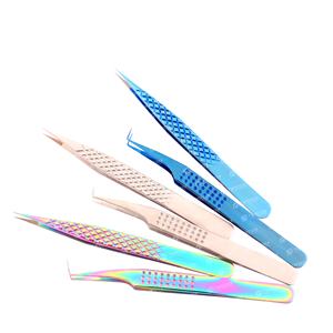 Pince à épiler à pointe fine en acier inoxydable Diamond Grip Best Design Bulk New Bulk Faux Eyelash Tweezers - Product Image 1