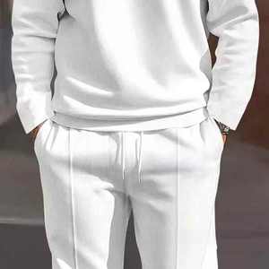 Survêtement à col rond personnalisé, uni, respirant, décontracté pour homme, avec logo, survêtement streetwear pour homme - Product Image 3