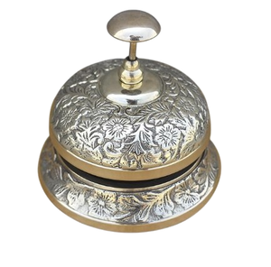 Cloche de table en laiton texturé sculpté à la main pour la maison, le bureau, la décoration et l'utilisation sur les comptoirs d'hôtel - Product Image 2