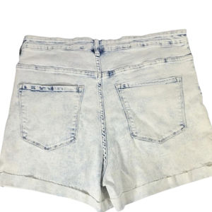 Pantalones cortos de mezclilla no elásticos de tiro bajo azules personalizados, pantalones cortos de estilo recto para mujer 100% algodón de alta calidad para mujer - Product Image 2