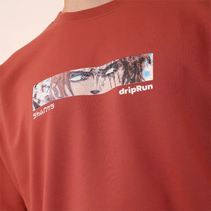 T-shirt pour hommes personnalisé 220gsm 100% coton T-shirt ordinaire de haute qualité en jersey court surdimensionné Puff Technics - Product Image 4