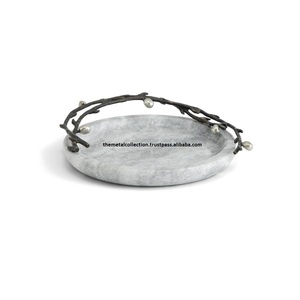 Bol de service créatif en marbre pour la maison, l'hôtel et le restaurant Bol à fruits décoratif de couleur blanche et ronde Bol de service à salade en marbre - Product Image 4