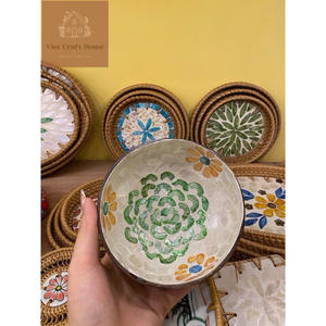 Tazón de Coco con Incrustaciones de Conchas Florales Decorativas Únicas, Atractivo Tazón con Incrustaciones de Nácar de Vietnam, Artesanía de la Villa - Product Image 6