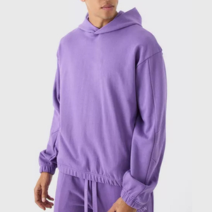 เสื้อฮู้ดสวมหัวผ้าฝ้ายโอเวอร์ไซส์สำหรับผู้ชายเสื้อกันหนาวมีฮู้ดแบบสวมหัวมี100% โลโก้ออกแบบได้ตามต้องการ - Product Image 2