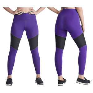 Leggings de gymnastique de yoga d'entraînement pour femmes violet solide pantalons décontractés en spandex durables écologiques imprimés taille moyenne-usine directe - Product Image 1