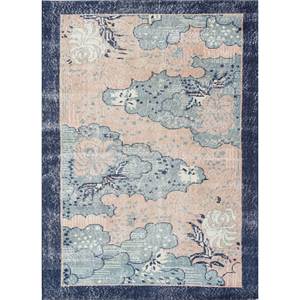 Tapis en laine bleue vintage fait main, motif floral abstrait, pelucheux, pour la maison, le salon, le couloir, tapis rectangulaire tressé - Pae-2345 - Product Image 1