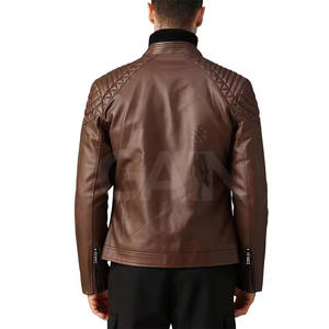 Blouson en cuir pour homme hiver 2026, grande taille, à capuche, logo frontal, écologique, respirant, approvisionnement direct d'usine - Product Image 3