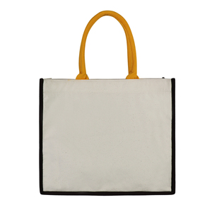 Vente chaude 12oz Enduit Coton Toile Sac Fourre-Tout Fermeture Ouverte À La Mode Mignon Sacs À Provisions avec Deux Sangles De Perles - Product Image 3