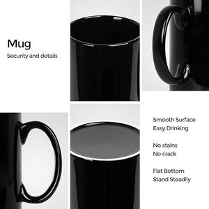 Taza de Cerámica Moderna y Elegante, Ecológica, con Tapa, para Oficina, Hogar o Cafetería, Duradera, de Calidad, Negra, Personalizable, WORLD CRAFT - Product Image 5