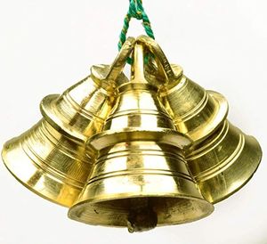 Campana de vaca de latón indio hecha a mano grande con fuerte sonido de timbre para la entrada del hogar y la práctica de meditación - Product Image 4