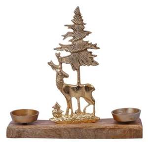 Chariot de Noël en aluminium de haute qualité et base en bois doré T-Light pour la décoration de la maison et de l'hôtel. - Product Image 6