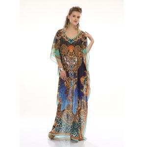 Top Qualité Belle Léger Georgette Caftan Maxi Robe Tribal Imprimer Femmes Taille Libre Élégant Sexy Vêtements D'été - Product Image 1