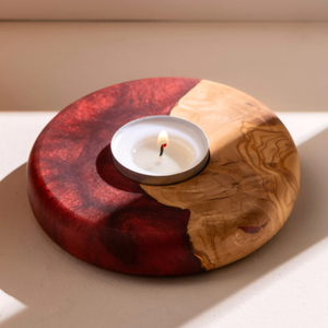 Porte-bougie en bois et résine, porte-bougie artistique pour bougie chauffe-plat, décoration moderne pour la maison, cadeau décoratif unique pour Noël et Thanksgiving - Product Image 3