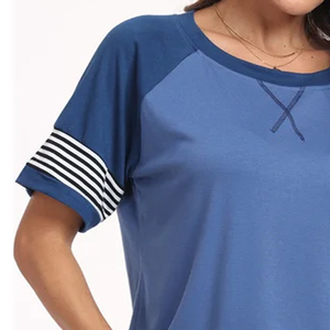 Camiseta de manga corta transpirable de algodón de alta calidad con impresión Digital, Camiseta de algodón de gran tamaño a rayas con logotipo personalizado para verano - Product Image 5