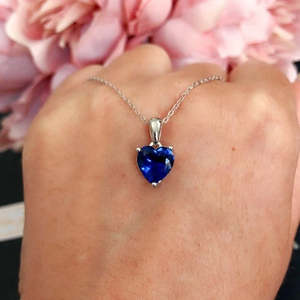 NOVAMART Fine Hallmark Trendy Sapphire Heart <b>Pendant</b> in Silver 14K Gold 18K Rose Rhodium Plated Diamond <b>Opal</b> Pearl-for Engagemen - Product Image 3