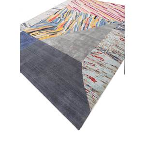 Alfombra Grande de Lana y Seda de Bambú Aakar by Kavi, Color Marfil, Tejida a Mano, Rectangular con Patrón Abstracto para el Hogar o el Pasillo -ESRM-5229 - Product Image 2