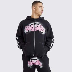 Pantalones de chándal acampanados con logotipo personalizado y Sudadera con capucha y cremallera Conjunto de dos piezas Unisex Rhinestone Vintage Acid Wash Chándal para hombre - Product Image 4