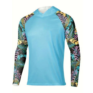 Camisas de pesca de manga larga personalizadas con capucha sublimación impresa UPF50 protección UV secado rápido poliéster rendimiento transpirable - Product Image 4
