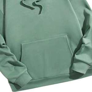 Sweat à capuche surdimensionné vert menthe avec poche kangourou, coton doux, streetwear décontracté, vêtements de tous les jours pour hommes, sweat à capuche chaud pour l'hiver - Product Image 4