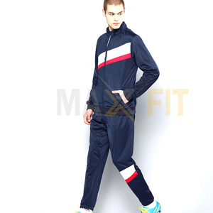 Chándal de fútbol azul marino y blanco para hombre de MAXFIT ENTERPRISES El mejor material Patrón sólido Tallas grandes para el invierno Venta caliente - Product Image 1