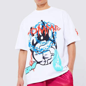 Venta al por mayor de alta calidad en blanco gráfico personalizado impreso algodón secado rápido liso de gran tamaño pesado camiseta unisex - Product Image 1