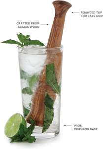 Outil de barre en bois de Sheesham, pilon Mojito en bois dur de 10 pouces avec tête plate, pilons pour boissons à cocktail de qualité commerciale - Product Image 3