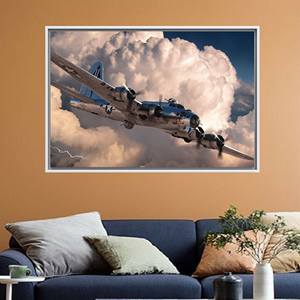 Superbe œuvre d'art sur toile imprimée : décoration d'avion militaire, 1P : encadré blanc - Product Image 1
