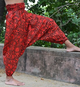 Pantalon sarouel en coton pour hommes et femmes, pantalon décontracté à taille élastique pour la plage, pantalon yoga bohème hippie afghan, Tro grande taille - Product Image 5