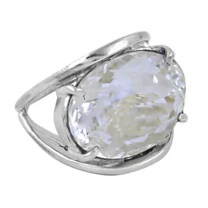 Romantic Geometric Pattern <b>925</b> <b>Silver</b> <b>Ring</b> with Oval Cut CZ Stone Rhodium Plated Set with Zircon Pearl Women's Gift Jewelry - Product Image 2