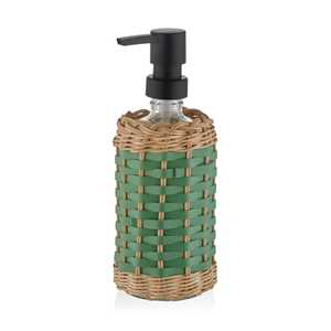 Distributeur de savon liquide en rotin vert 483 ml - Product Image 1