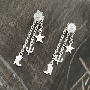 Precio al por mayor de alta calidad, Pendientes colgantes de lujo de Zirconia cúbica blanca de Plata de Ley 925 para mujer y niña, joyería hecha a mano - Product Image 1