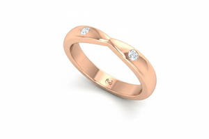 Anillo de Oro de 14K con Diamantes Naturales, Engaste de Bisel, Corte Brillante Redondo, Dos Piedras, Estilo Bypass, para Mujer - Product Image 3