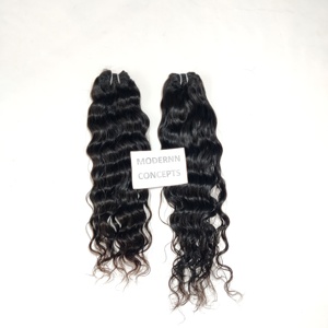 <b>Cheap</b> Deep Wavy Cuticle Aligned Indian Virgin Human Hair <b>Extensions</b> None Chemical Processed Natural Black Color Human Hair - Product Image 3